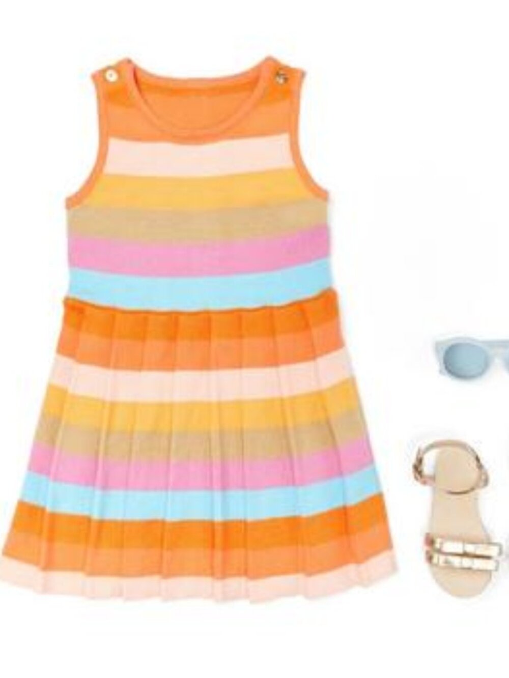 NWT Janie and Jack Orange Rainbow Sleeveless Sweater Dress
